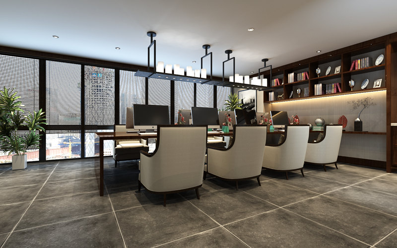 新中式<a href=http://www.wnndb.com/tags-457.html target=_blank class=infotextkey>辦公室裝飾設(shè)計(jì)</a>效果圖